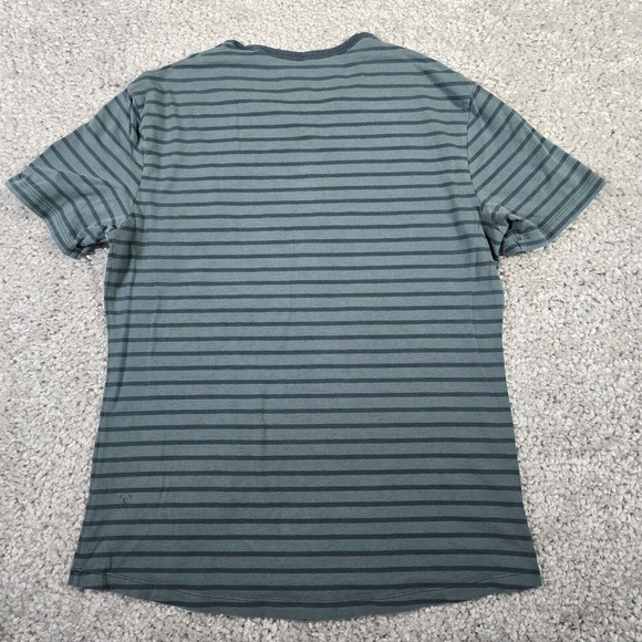Lululemon Shirt Mens Small Green Striped Short Sleeve Pullover Stretch Active - Picture 4 of 8